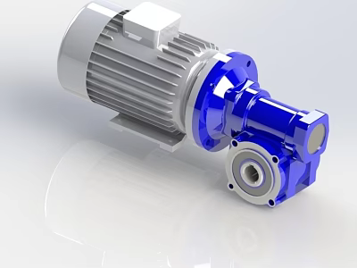Industrial Motor Reducer Gearbox with Blue And Silver Precision Components 3d model