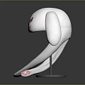 Cute White Rabbit Shaped Daily Life Product With Long Ears Pink Eyes And Paw Patterns