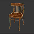 Red Wooden Leisure Chair With Vertical Slat Back Sturdy Legs And Smooth Surface