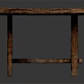 Rustic Vintage Solid Wooden Rectangular Dining Table With Exquisite Carved Triangle Support Legs