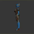 Armored Character With Blue Red Helmet Detailed Armor And Standing Pose