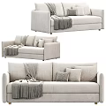 Light Gray Double Sofa With Throw Pillows And Cozy Blanket In Modern Design