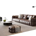 Modern Italian Sofa Coffee Table Combination Leather Sofa Multiplayer Sofa Floor Lamp Stool Decoration Carpet 3d model