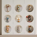 Assorted Character Figurine Decorative Ornament Set in White Display Cabinet for Home Decor