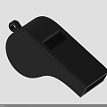 Black Plastic Whistle With Loop Design For Sports And Referee Use 3d model