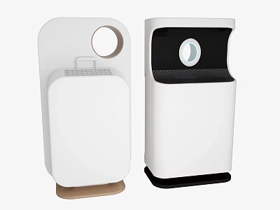 Modern Home Air Purifiers Featuring White Design Brown Black Bases And Round Elements 3d model