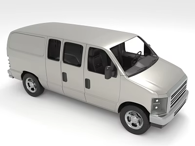 Silver Van with Side Doors Front Windows and Practical Exterior Design 3d model