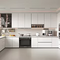Modern Kitchen Interior Design With Sleek White Cabinets And Appliances