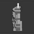 Grey Mechanical Industrial Equipment with Two Arm like Structures Green Purple Screens Gears and Buttons