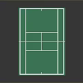 Green Tennis Court Surface With White Boundary Lines And Central Net
