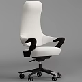 Modern High Back Office Chair with White Cushion Black Armrests and Swivel Base
