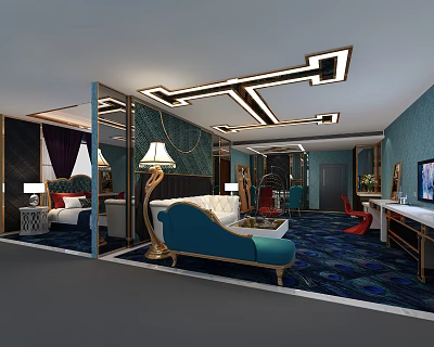 Post-Modern Room Hotel Room 3d model