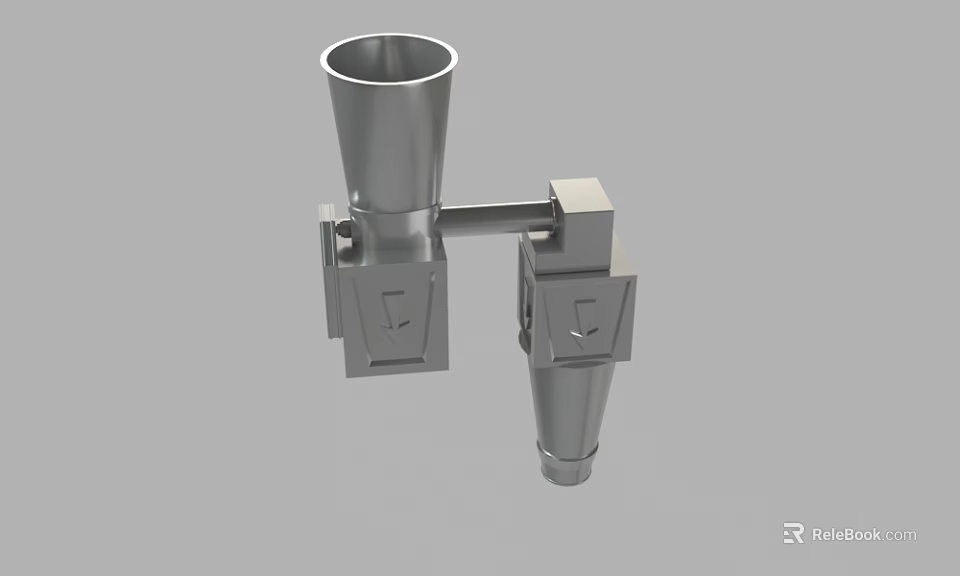 Industrial Equipment Metal Components With Conical Shapes And Square Connecting Parts 3d model 