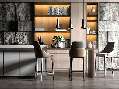 Modern Bar Chair Combination Home Bar Area model