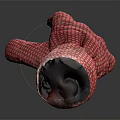 Artistic Red Glove With White Dots And Black Accents Unique Creative Shape Design 3d model