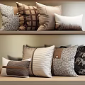 Stylish Decorative Throw Pillows With Various Patterns And Neutral Tones For Home Decor 3d model