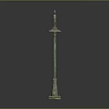 Vintage Green Floor Lamp With Two Curved Metal Lamps And Stable Base