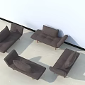 Modern Brown Fabric Modular Sofa Set Arranged Against White Wall On Light Floor 3d model