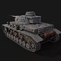 Gray Military Armored Tank 3D Model With Cannon Turret And Track Details