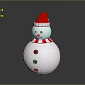 Christmas Snowman Sculpture With Red Santa Hat Striped Scarf And Black Buttons