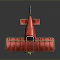 Vintage Biplane 3D Model With Red Wings Wooden Structure Black Yellow Fuselage And Propeller