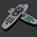 Multiple TV Remotes With Colorful Buttons For Television Control On Sleek Surface 3d model