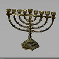 Golden Ornate Furniture Candelabra with Nine Branches and Carved Base