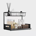 Bathroom Wall Cabinet Double Layer Black Metal Storage With Toiletries Towel Essentials