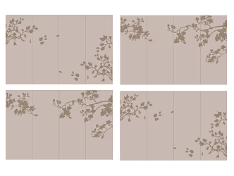 New Chinese background wall concave-convex wallpaper 3d model