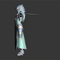 Female Warrior In Blue Teal Full Armor Holding Shield And Helmet Standing On Dark Background