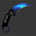 Tactical Karambit Knife With Blue Sharp Blade And Black Handle Ring 3d model