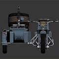 Classic Vintage Military Style Motorcycle With Sidecar Gun And Wicker Luggage