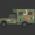 Military Off Road Vehicle with Camouflage Paint And Roof Mounted Equipment