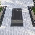 Aerial View Square Garden Ornaments with Paved Ground Green Lawns Palm Trees Rectangular Benches