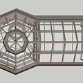 Octagonal Glass Architectural Structure Design With Geometric Frame And Transparent Panels 3d model