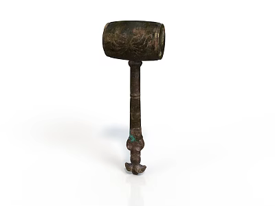Traditional Metal Hammer With Ornate Carvings And Decorative Handle Design 3d model