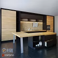 Modern Open Kitchen Design Featuring Light And Dark Wood Cabinets With Island Counter