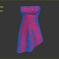 Pink Strapless Dress With White Polka Dots And Asymmetrical Hem Design