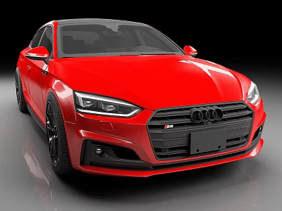 Red Audi Sedan With Sleek Headlights And Glossy Body 3d model