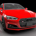 Red Audi Sedan With Sleek Headlights And Glossy Body