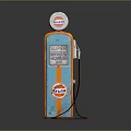 Vintage Shell Gas Pump With Orange Blue Design And Super Fuel Nozzle