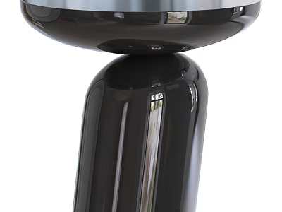 Modern Black Side Table with Glossy Finish Round Top and Cylindrical Base 3d model