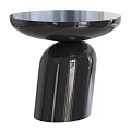 Modern Black Side Table with Glossy Finish Round Top and Cylindrical Base 3d model