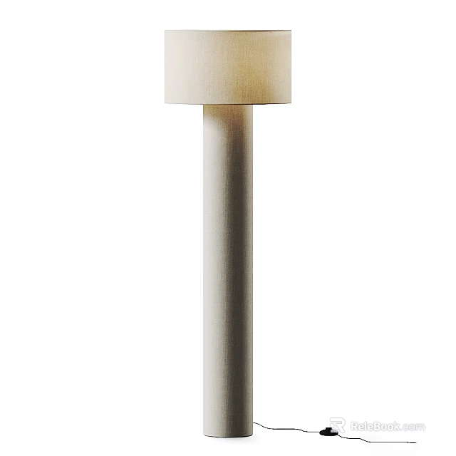 Modern Floor Lamp With Metal Stand And Beige Fabric Shade For Home Interior Decor 3d model 