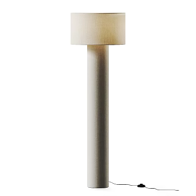 Modern Floor Lamp With Metal Stand And Beige Fabric Shade For Home Interior Decor 3d model