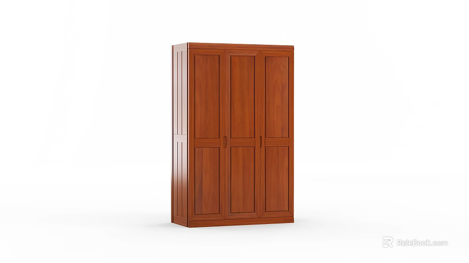 Solid Wood Wardrobe With Multiple Doors Dark Brown Finish For Storage 3d model