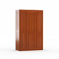 Solid Wood Wardrobe With Multiple Doors Dark Brown Finish For Storage 3d model