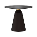 Modern Black Round Coffee Table With Golden Accent And Conical Base 3d model