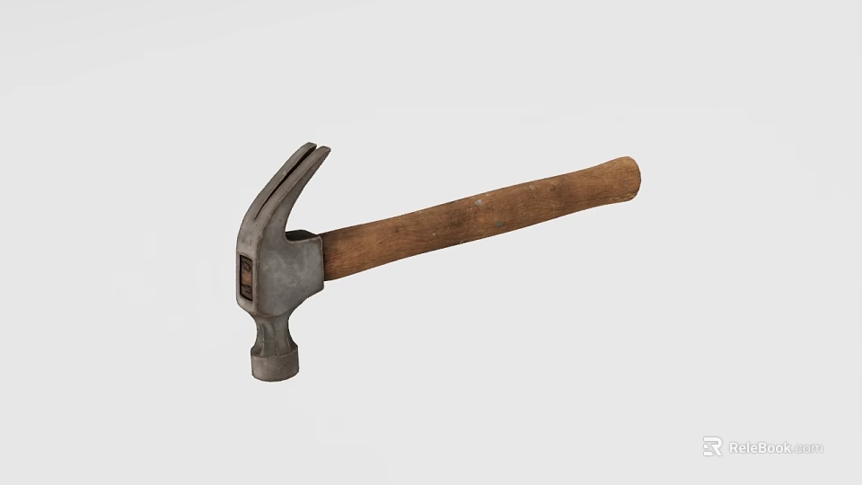 High Quality Industrial Equipment Steel Hammer with Wooden Grip Handle 3d model 