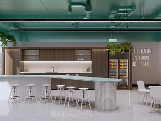 Modern pantry office pantry lounge area open kitchen lounge area 3d model